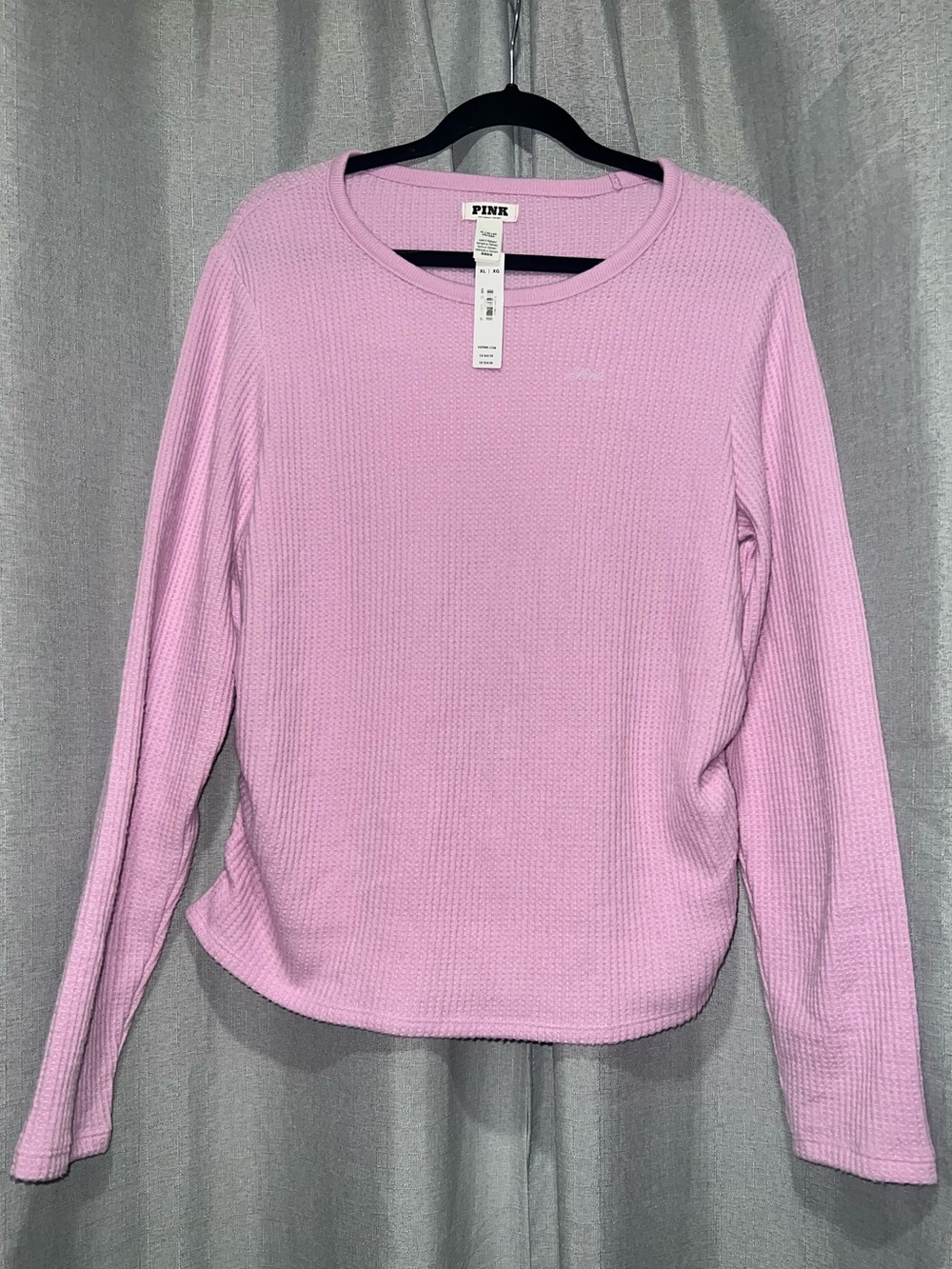 PINK Victoria’s Secret Pink Waffle Knit Long Sleeve Top XL NWT
